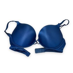 Victorias Secret 34C Bombshell Plunge Bra Adds 2 Cups Navy Blue Underwire